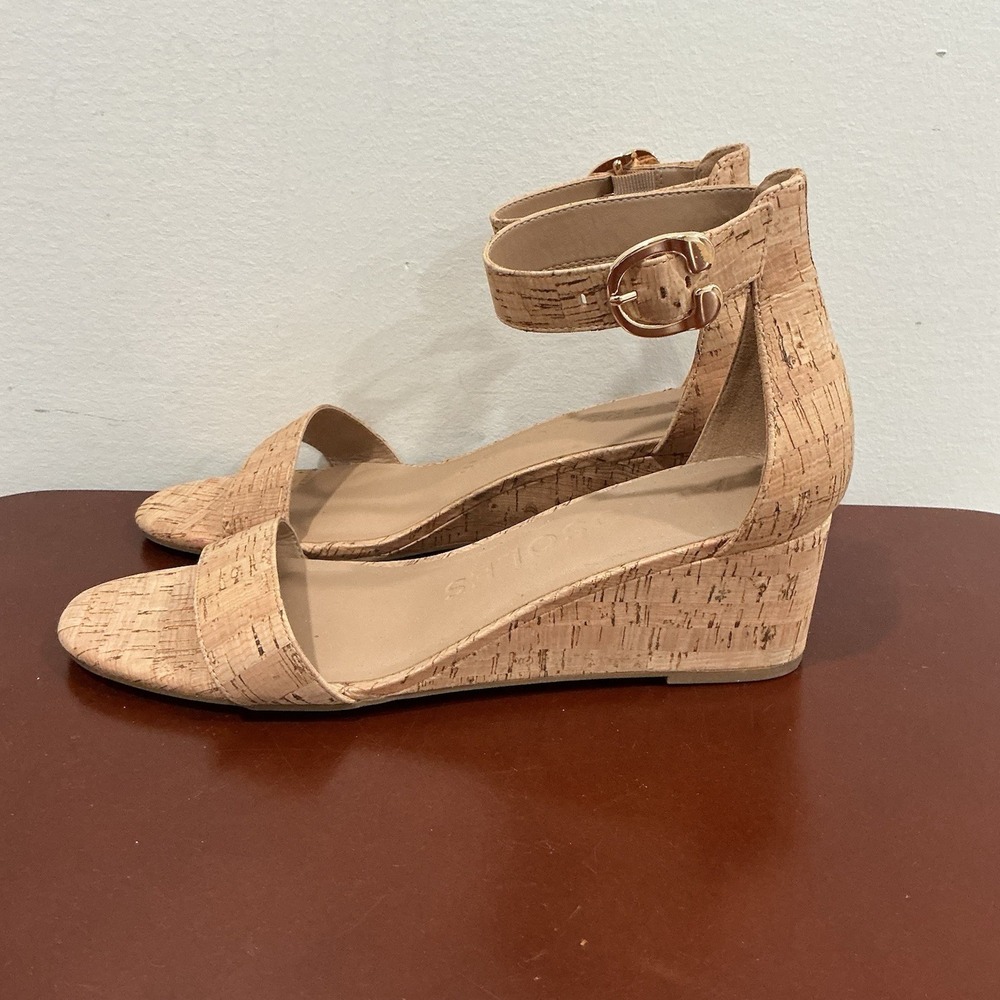 Womens Aerosoles Willis Buckle Strap Cork Beige Casual Wedge Sandals Size 10 M